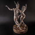 Statuette Satyr and Forest Nymph, Fantasy figurine, Wood Art Sculpture Bookshelf decor for 5th Anniversary