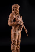 Statuette Wood Sculpture of US Soldier for Shelf Decor on Birthday Anniversary for Husband Father & Brother