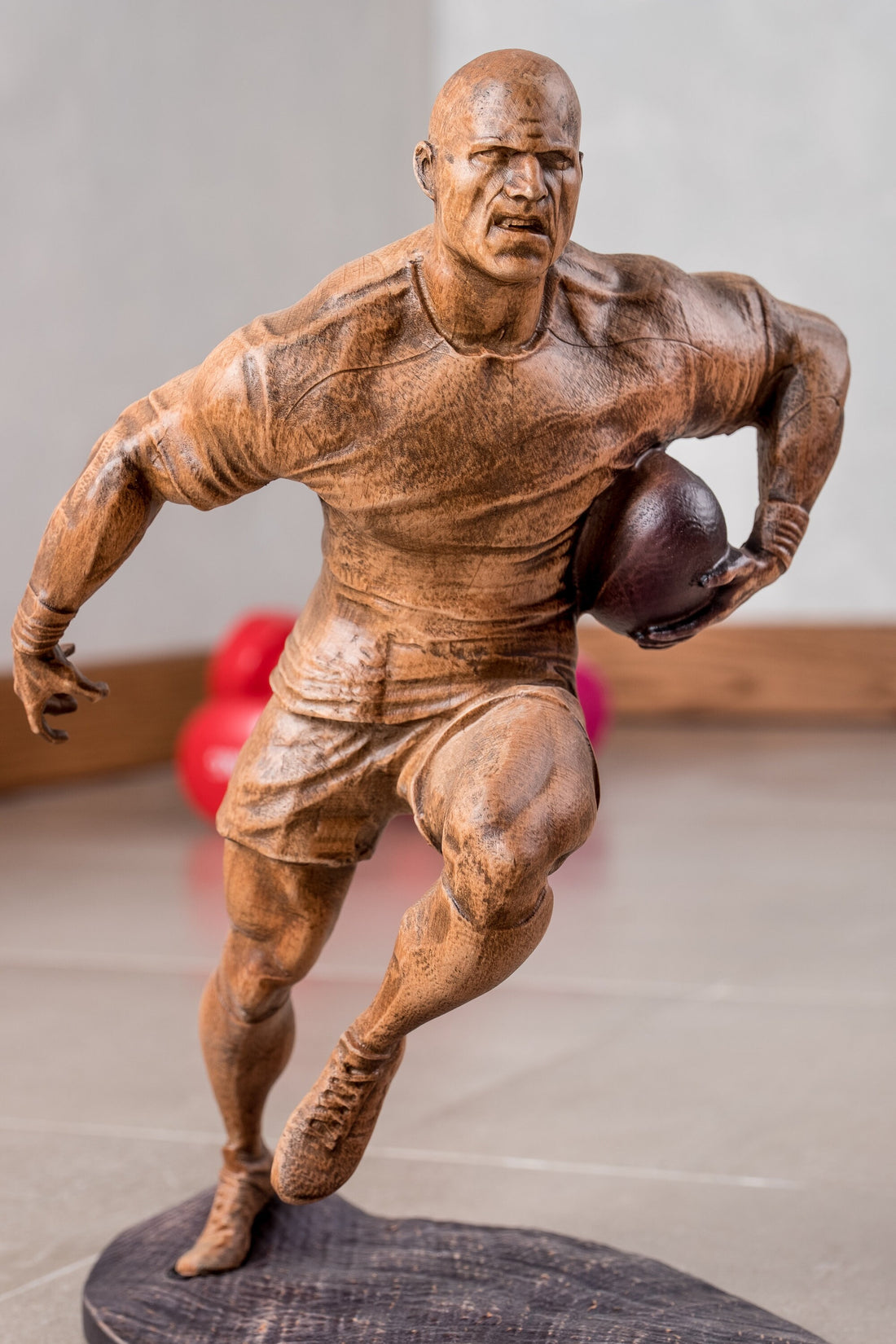 Footbooll Player Statuette, Thanksgiving & football, Football gifts for players, Roman, Wooden sculpture, Bookshelf decor