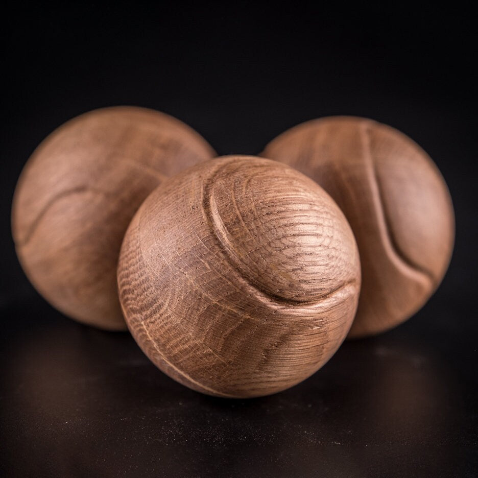 Tennis Decoration Set of 4 tennis wood balls of oak for tabletop & interior decor, Tennis Art, Tennis themed gifts