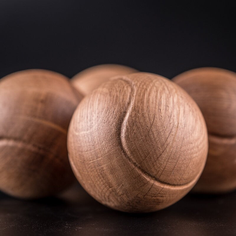 Tennis Decoration Set of 4 tennis wood balls of oak for tabletop & interior decor, Tennis Art, Tennis themed gifts