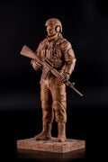 Statuette Wood Sculpture of US Soldier for Shelf Decor on Birthday Anniversary for Husband Father & Brother