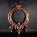 Wood carved mirror with Bat Head Decor, Vanity Mirror, Bathroom Mirror, Goth wall decor, Wooden wall frame