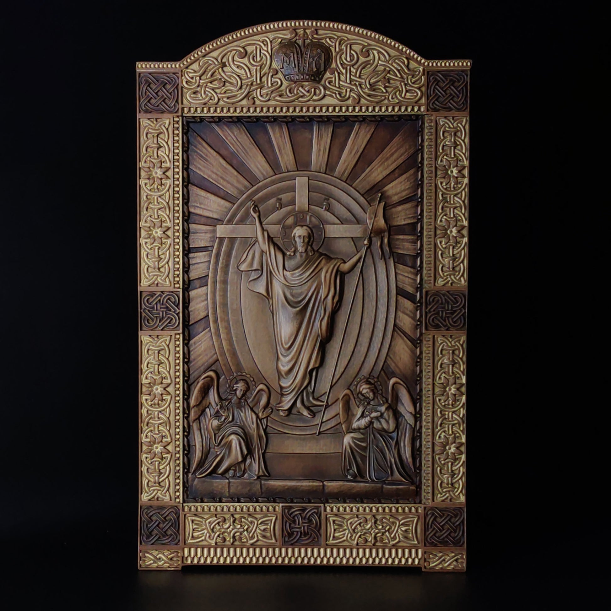 Wood Carving Altar Icon Jesus with Angels, Religious Catholic Icons of Our Lord, Jesus Icon Wood, Christian gifts