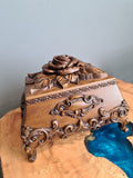 Wooden Casket for Jewelry Handcarved Wood Box Gift for Her Chest Box 5th Anniversary Gift