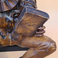 Statuette medieval jester with book for bookshelf decor and Birthday gift Wood carved clown figurine
