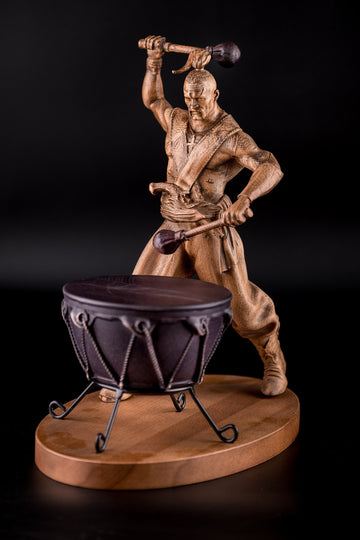 Wooden Statuette of Ukrainian Cossack with Drum for Housewarming gift