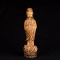 Wooden buddha statuette for bookshelf decor meditation room buddhist altar