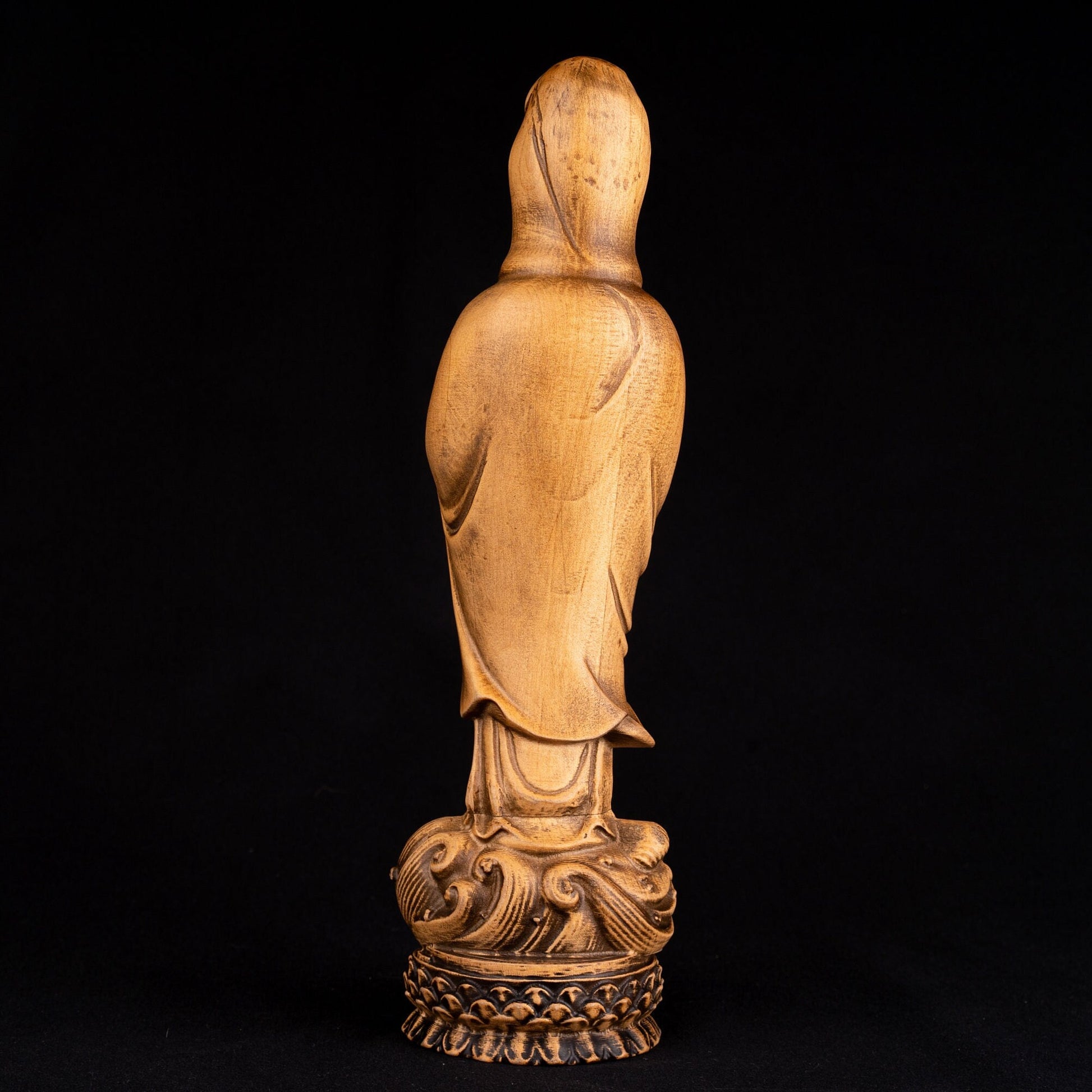 Wooden buddha statuette for bookshelf decor meditation room buddhist altar