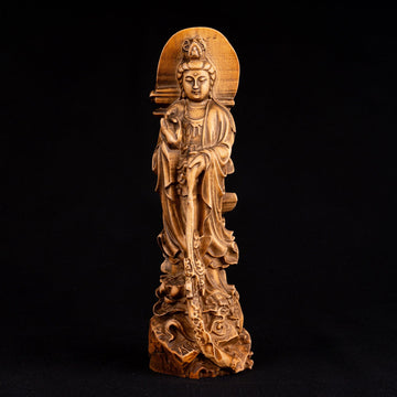 Buddha wooden statuette gift for buddhist, Buddha statue for altar and bookshelf decor, Shakyamuni Buddha