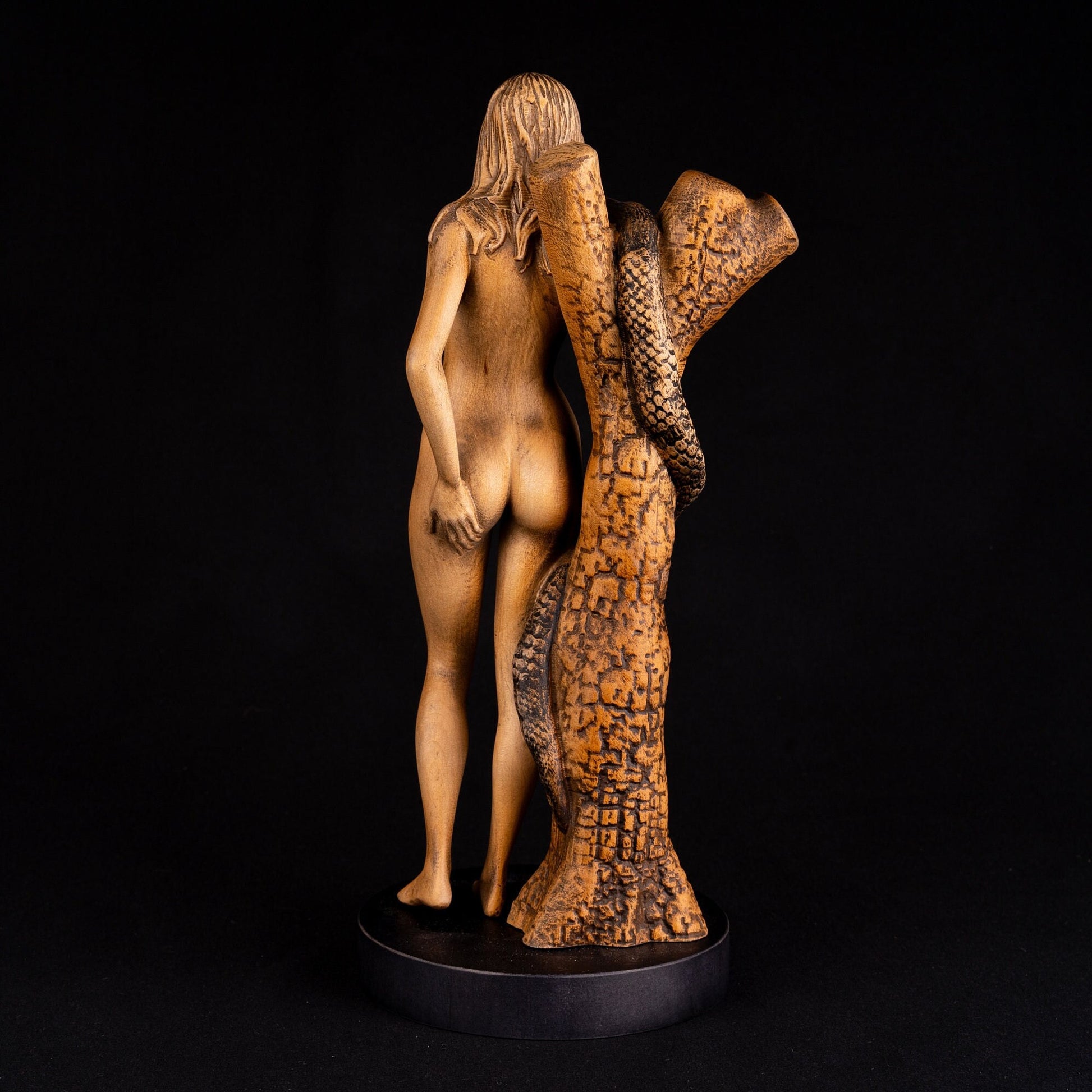 Paradise lost Sculpture Eve Apple and Serpent Statuette in Garden of Eden