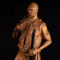 Statuette cossack with tobacco pipe, Wooden boockshelf decor, Wooden figurine, Wood carving sculpture, Ukrainian cossack