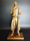 Statuette cossack with tobacco pipe, Wooden boockshelf decor, Wooden figurine, Wood carving sculpture, Ukrainian cossack