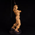 Wood carving fisherman figurine for 5th anniversary gift, Wooden statuette for fishing lover gift and bookshelf decor