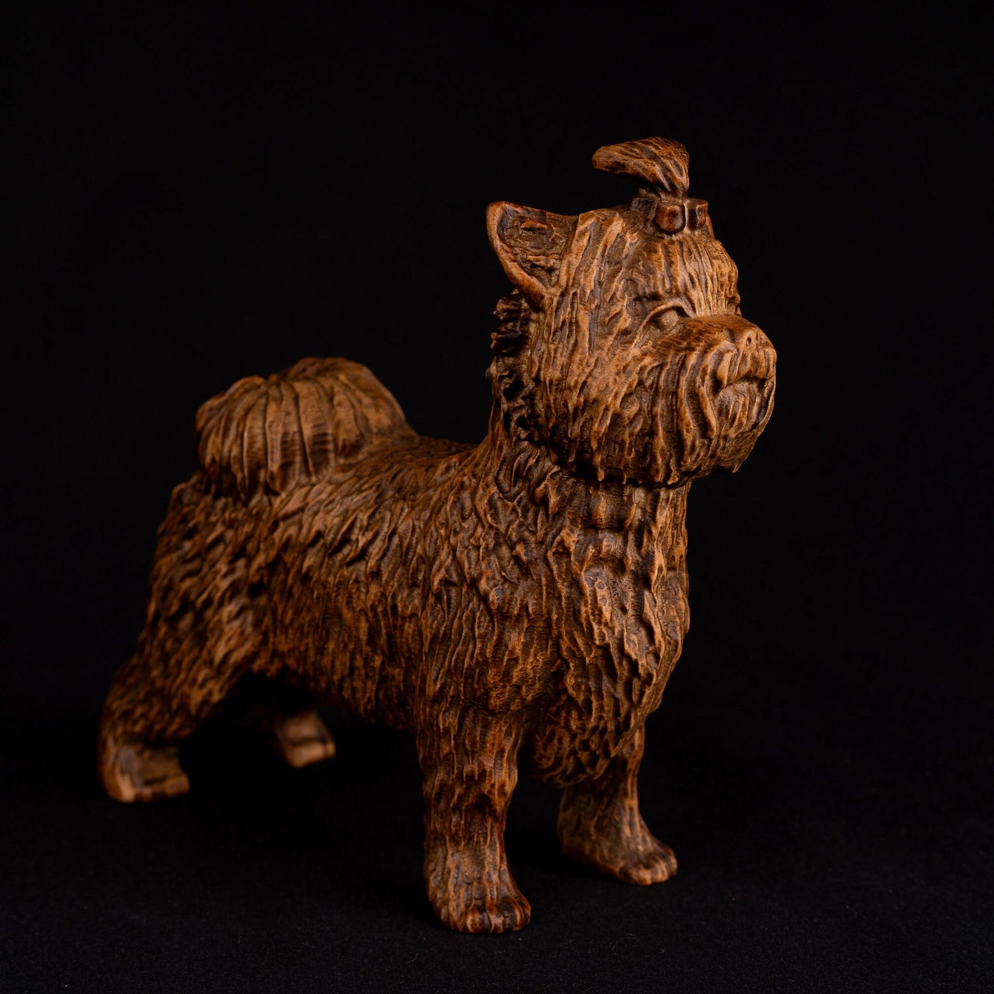 Wood carved statue Yorkshire terrier statuette, Dog miniature, Small pet figurine dog collectors' gift