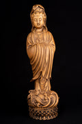 Wooden buddha statuette for bookshelf decor meditation room buddhist altar