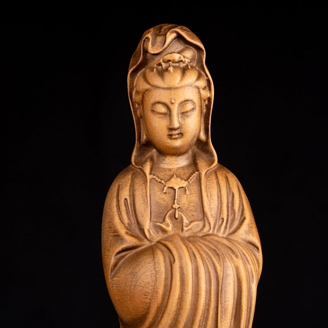 Wooden buddha statuette for bookshelf decor meditation room buddhist altar