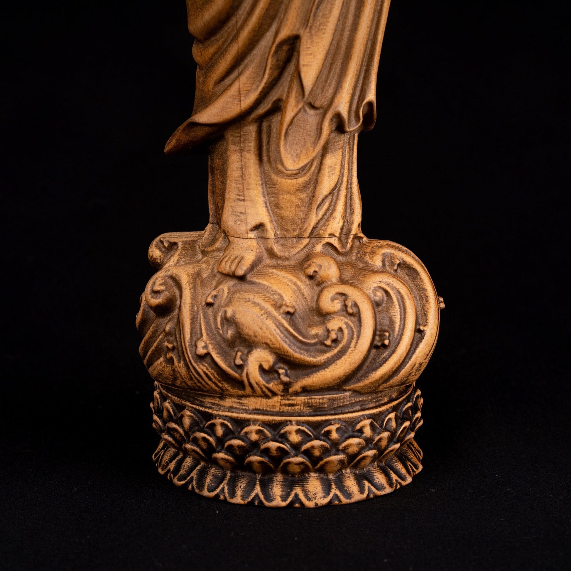 Wooden buddha statuette for bookshelf decor meditation room buddhist altar