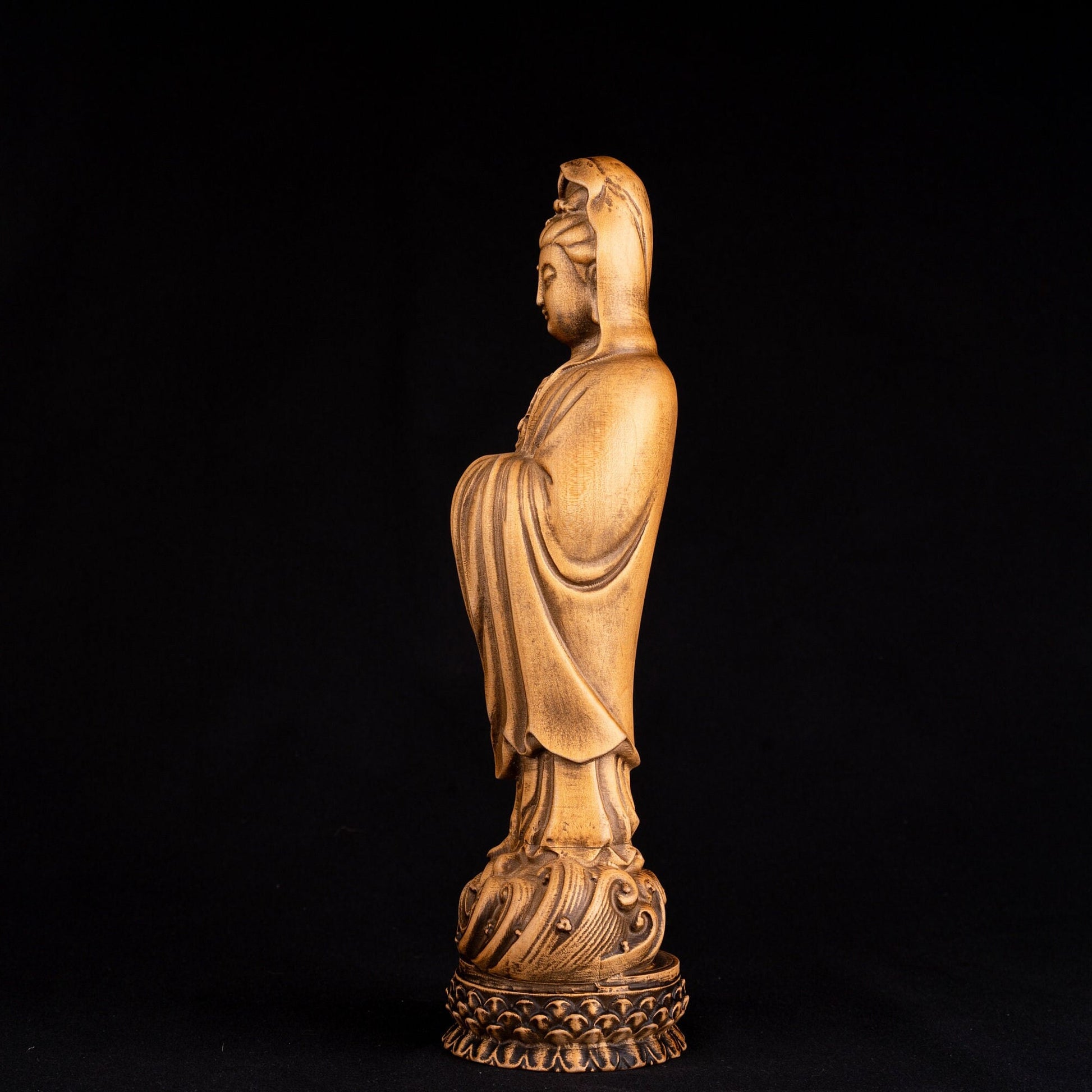 Wooden buddha statuette for bookshelf decor meditation room buddhist altar