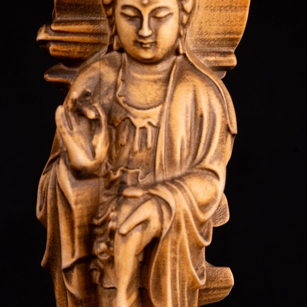 Buddha wooden statuette gift for buddhist, Buddha statue for altar and bookshelf decor, Shakyamuni Buddha