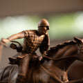 Knight Wood Sculpture on Galloping Horse, Bookshelf Decor: Knight on Horse Statuette,Medieval Wood Statue,