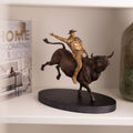 Wood Carved Cowboy Sculpture Western Decor, Wooden Statue Bull Rider, Western Sculpture Unique Gift for Husband