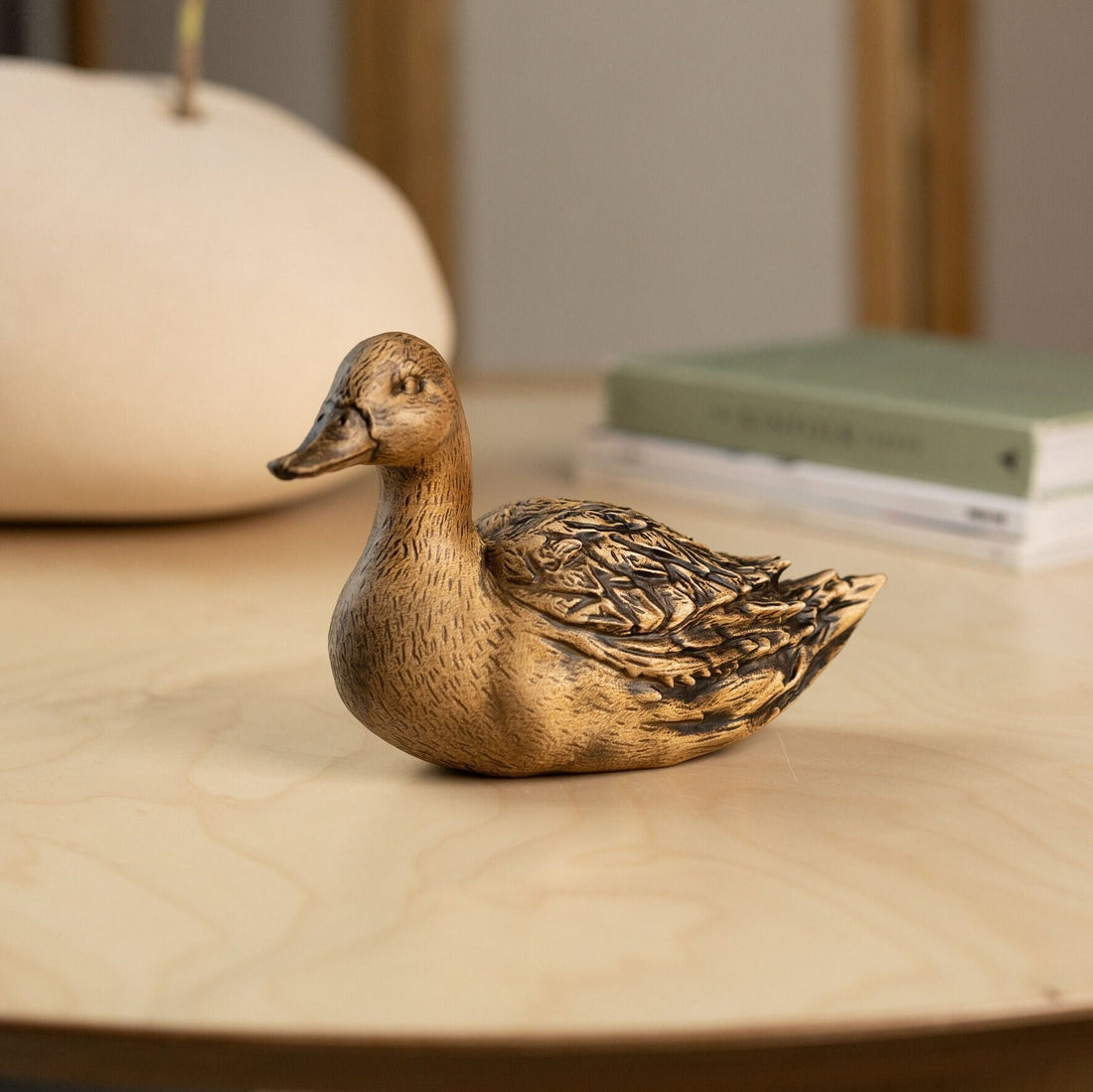 Duck wood sculpture, Wood carving duck decoy, Bird figurine farmhouse decor