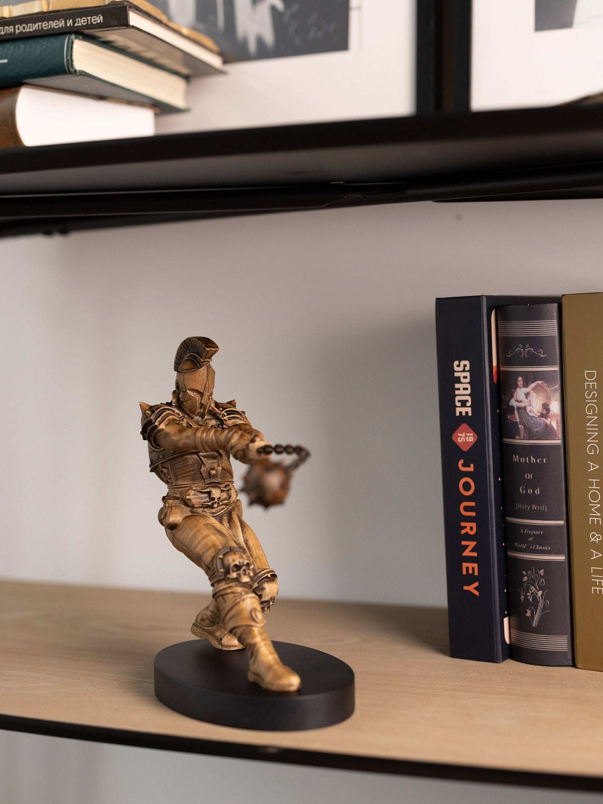 Wood Statue Gladiator with Mace Greek Warrior Sculpture, Roman Gladiator Figurine, Ancient Warrior statuette Gift for Husband