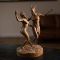 Greek Mythology Wood Sculpture Satyr and Forest Nymph, Fantasy Wood Carving Art, Wooden Table Decor for 5th Anniversary Gift