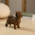 Yorkie Figurine Wooden Sculpture, Small Dog Statue for Bookshelf Decor and Memorial