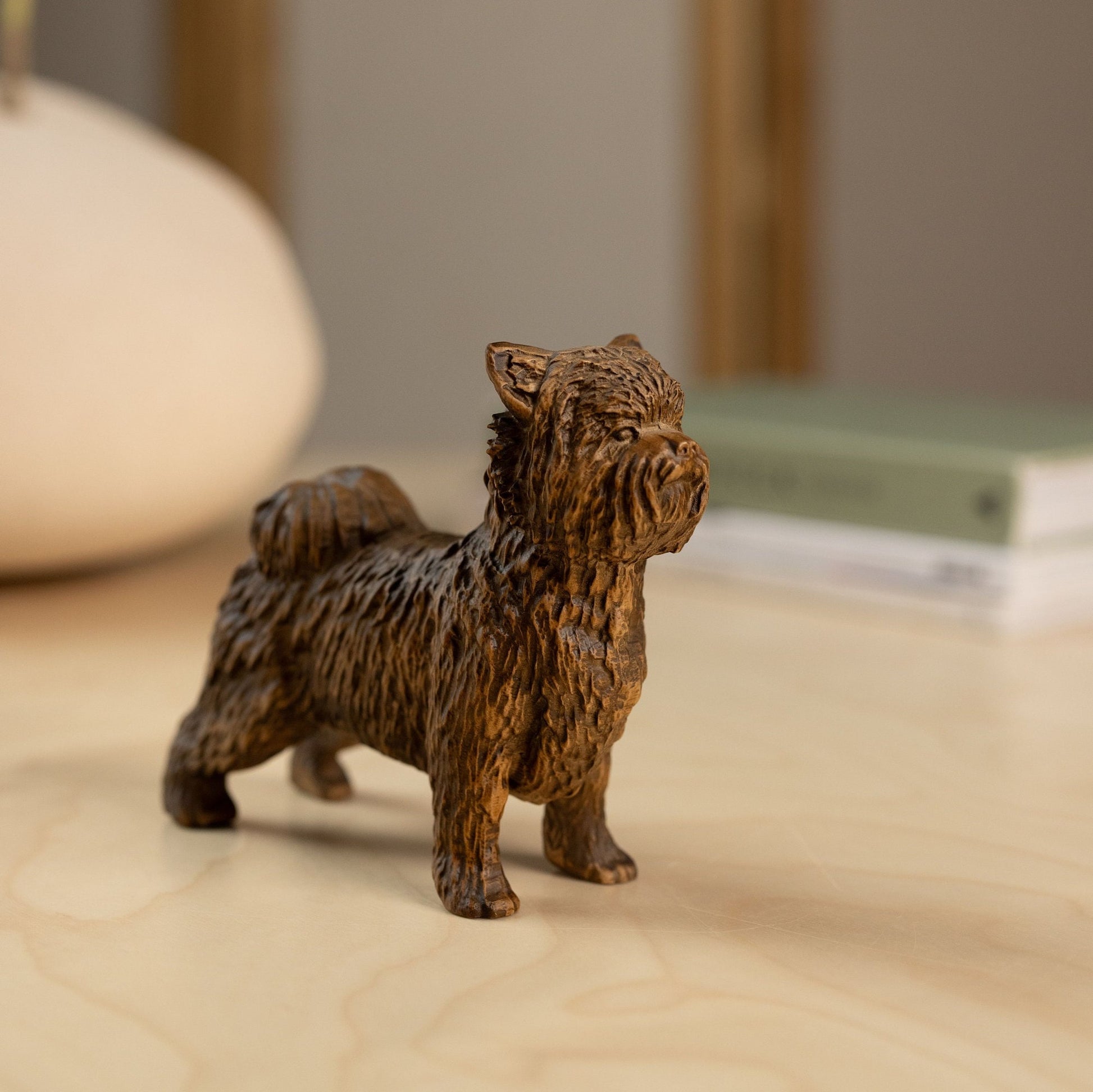 Yorkie Figurine Wooden Sculpture