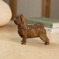 Yorkie Figurine Wooden Sculpture, Small Dog Statue for Bookshelf Decor and Memorial