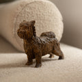 Yorkie Figurine Wooden Sculpture, Small Dog Statue for Bookshelf Decor and Memorial