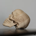 Wood Carved Skull Figurine Gothic Home Decor, Handcarved Wooden Human Skull Replica Witchy Decor