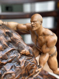 Wood Carving Ancient Greek Sisyphus Statue, Greek Mythology Sculpture Unique Wood Art Gift, Wooden