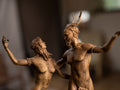 Greek Mythology Wood Sculpture Satyr and Forest Nymph, Fantasy Wood Carving Art, Wooden Table Decor for 5th Anniversary Gift