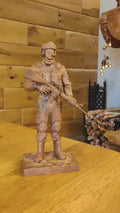 Statuette Wood Sculpture of US Soldier for Shelf Decor on Birthday Anniversary for Husband Father & Brother