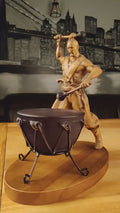 Wooden Statuette of Ukrainian Cossack with Drum for Housewarming gift